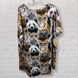 Secret Treasures Funny Animal In Glasses Night Gown Oversized Tshirt Dress XL